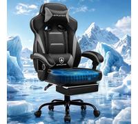 GTPLAYER Chaise Gaming avec Repose-Pieds, Chaise Bureau Ergonomique 180 kg, Fauteuil de Bureau avec Support Lombaire et Appui-tête, Hauteur Réglable, Dossier Réglable 155°, pour Bureau et Jeu, Gris