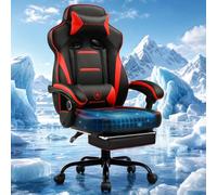 GTPLAYER Chaise Gaming avec Repose-Pieds, Chaise Bureau Ergonomique 180 kg, Fauteuil de Bureau avec Support Lombaire et Appui-tête, Hauteur Réglable, Dossier Réglable 155°, pour Bureau et Jeu, Rouge