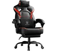 GTPLAYER Chaise Gaming avec Repose-Pieds, réglable en Hauteur, accoudoirs réglables, Repose-Pieds intégré, Fauteuil Gaming pour jusqu'à 200 kg, pivotant à 360°, Rouge.