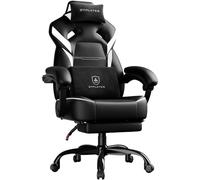 GTPLAYER Chaise Gaming avec Repose-Pieds, réglable en Hauteur, accoudoirs réglables, Repose-Pieds intégré, Fauteuil Gaming pour jusqu'à 200 kg, pivotant à 360°, Noir-Blanc.