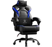 GTPLAYER Chaise Gaming avec Repose-Pieds, réglable en Hauteur, accoudoirs réglables, Repose-Pieds intégré, Fauteuil Gaming pour jusqu'à 200 kg, pivotant à 360°, Bleu.