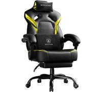 GTPLAYER Chaise Gaming avec Repose-Pieds, réglable en Hauteur, accoudoirs réglables, Repose-Pieds intégré, Fauteuil Gaming pour jusqu'à 200 kg, pivotant à 360°, Jaune.