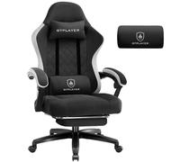 GTPLAYER Chaise Gaming Bureau Ergonomique Fauteuil Gaming Leathaire, accoudoir inclinable, avec Repose-Pieds, Supporte 150 kg, Noir-Blanc