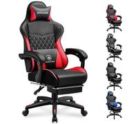 GTPLAYER Chaise Gaming, Chaise de Bureau Ergonomique Réglable en Hauteur, Utilisable en Hiver et en Été, avec Dossier Double, Repose-Pieds, Housse Amovible et Support Lombaire, Supporte 150 kg, Rouge