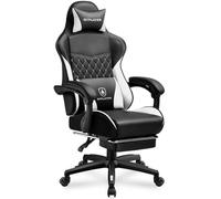 GTPLAYER Chaise Gaming, Chaise de Bureau Ergonomique Réglable en Hauteur, Utilisable en Hiver et en Été, avec Dossier Double, Repose-Pieds, Housse Amovible et Support Lombaire, Supporte 150 kg, Blanc