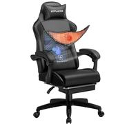 GTPLAYER Chaise Gaming, Chaise de Bureau Ergonomique Réglable en Hauteur, Utilisable en Hiver et en Été, avec Dossier Double, Repose-Pieds, Housse Amovible et Support Lombaire, Supporte 150 kg, Noir