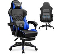 GTPLAYER Chaise Gaming, Chaise de Bureau Ergonomique Réglable en Hauteur, Utilisable en Hiver et en Été, avec Dossier Double, Repose-Pieds, Housse Amovible et Support Lombaire, Supporte 150 kg, Bleu