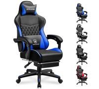 GTPLAYER Chaise Gaming, Chaise de Bureau Ergonomique Réglable en Hauteur, Utilisable en Hiver et en Été, avec Dossier Double, Repose-Pieds, Housse Amovible et Support Lombaire, Supporte 150 kg, Bleu