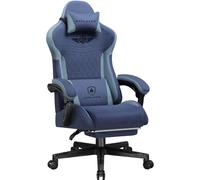 GTPLAYER Chaise Gaming, Chaise de Jeu Ergonomique en Tissu avec Soutien Lombaire, Chaise PC avec Dossier allongé, capacité de Charge jusqu'à 150 kg, Bleu foncé