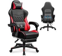 GTPLAYER Chaise Gaming, Chaise Gamer, Chaise de Bureau Ergonomique Réglable en Hauteur, Utilisable en Hiver et en Été, avec Dossier Double, Repose-Pieds, Housse Amovible et Support Lombaire Rouge