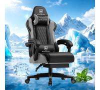 GTPLAYER Chaise Gaming，Chaise Gamer Ergonomique avec Repose-Pieds et Siège à Ressorts- Hauteur Réglable, Appui-Tête et Support Lombaire Charge Max 150kg Gris