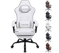 GTPLAYER Chaise Gaming, Ergonomique Fauteuil de Bureau, Siège tournant et réglable en Hauteur à accoudoirs synchronisés, Coussin Lombaire, Coussin pour la Tête et Siège Extra-Épais, Tissu, Blanc