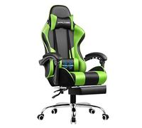 GTPLAYER Chaise Gaming Ergonomique, Fauteuil Gamer, Chaise Bureau, Chaise de Gaming, avec Dossier réglable à 135°, Hauteur Réglablerepose-Pieds rétractables, Siege, Simili Cuir Vert