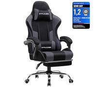 GTPLAYER Chaise Gaming Ergonomique, Fauteuil Gamer, Chaise Bureau, Chaise de Gaming, Dossier réglable à 135°, Hauteur Réglable, Repose-Pieds rétractables, Tissu, Supporte 150 kg, Gris
