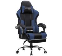 GTPLAYER Chaise Gaming Ergonomique, Fauteuil Gamer, Chaise Bureau, Chaise de Gaming, Dossier réglable à 135°, Hauteur Réglable, Repose-Pieds rétractables, Tissu, Supporte 150 kg, Bleu