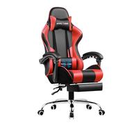 GTPLAYER Chaise Gaming Ergonomique, Fauteuil Gamer, Chaise Bureau, Dossier réglable à 135°, Hauteur Réglable, Repose-Pieds rétractables, Simili Cuir, Supporte 150 kg, Rouge