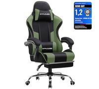 GTPLAYER Chaise Gaming Ergonomique, Fauteuil Gamer, Chaise Bureau, Dossier réglable à 135°, Hauteur Réglable, Repose-Pieds rétractables, Tissu, Supporte 150 kg, Vert