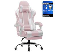 GTPLAYER Chaise Gaming Ergonomique, Fauteuil Gamer, Chaise Bureau, Dossier réglable à 135°, Hauteur Réglable, Repose-Pieds rétractables, Tissu, Supporte 150 kg, Rose