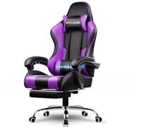 GTPLAYER Chaise Gaming Ergonomique, Fauteuil Gamer, Chaise de Gaming avec Dossier réglable à 135°, Hauteur Réglable Repose-Pieds rétractables, Cuir Violet