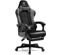 GTPLAYER Chaise Gaming, Fauteuil Gamer Hauteur Réglable, Chaise de Gaming avec Repose-Pied Télescopique, Gaming Chair Ergonomique avec Appui-tête et Support Lombaire, Gris