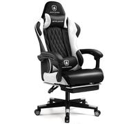 GTPLAYER Chaise Gaming, Fauteuil Gamer Hauteur Réglable, Chaise de Gaming avec Repose-Pied Télescopique, Gaming Chair Ergonomique avec Appui-tête et Support Lombaire, Blanc