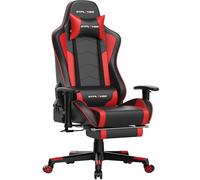 GTPLAYER Chaise Gaming Repose-Pieds Haut-Parleur Bluetooth Fauteuil Gamer Gris Siège Ergonomique (Rouge)