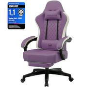 GTPLAYER Fauteuil de Jeu Ergonomique en Cuir synthétique avec Coussin à Ressorts, accoudoirs et Repose-Pieds 150 kg, Violet