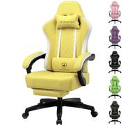 GTPLAYER Fauteuil de Jeu Ergonomique en Cuir synthétique avec Coussin à Ressorts, accoudoirs et Repose-Pieds 150 kg, Jaune