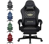 GTPLAYER Fauteuil Gaming Tissu Ergonomique Chaise de Bureau PC, 150 kg, RéGlable et Pivotante avec Coussin D'Assise à Ressorts et Repose-Pieds, Noir
