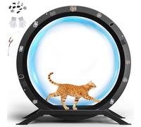 GTPLAYER Roue pour Chat, Roue d'exercice pour Chat, XL- 100 cm, Ultra-silencieuse avec Tapis Amovible, Autocollants, système de Verrouillage, métal, Noir foncé, Cadeaux pour Votre Chats