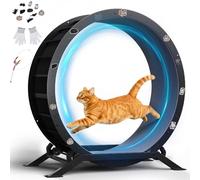 GTPLAYER Roues pour Chats, Grande Roue d'exercice pour Chat Domestique, Tapis de Course pour Chat de 102 cm de diamètre Tapis détachable et remorque, Autocollants, Roue à Langer très silencieuse avec