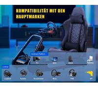 GTPLAYER simulateur de cockpit, SIM racing cockpit, simulateur de course support de volant fauteuil gaming racing wheel stand avec haut-parleur bluetooth et repose pédale