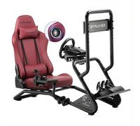 GTPLAYER Simulateur de Conduite, Siège de Simulation avec haut-parleurs stéréo 3D, Support pour écran, Support de volant réglable, Support pour levier de vitesse et pédales (Bordeaux)