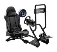 GTPLAYER Simulateur de Conduite, Siège de Simulation avec haut-parleurs stéréo 3D, Support pour écran, Support de volant réglable, Support pour levier de vitesse et pédales, Noir