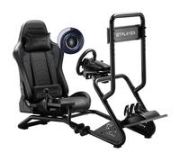 GTPLAYER Simulateur de course, cockpit de simulation de course, support de volant avec haut-parleurs stéréo 3D, support d'écran BLACK (Standard)
