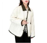 GTRQWW Veste matelassée d'hiver for Femme Cardigan rembourré en Coton avec col à Revers boutonné Manches Longues vêtement d'extérieur Chaud et décontracté(Beige,M)