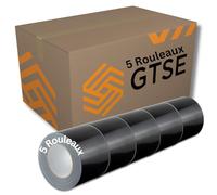 GTSE - Ruban adhésif toilé - Duct tape Gaffer Noir - 100 mm x 50 m - 5 rouleaux - résistant,imperméable - pour réparer,fixer,assembler,renforcer,étanchéifier