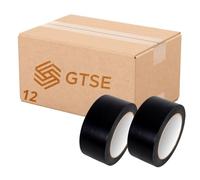 GTSE Ruban de Marquage au Sol Noir - 50 mm x 33 m - 0,15 mm d'épaisseur - Convient aux Pistes de Danse, Gymnases et Entrepôts - 12 Rouleaux