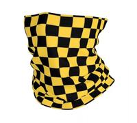 GTTDFASJ Bandanas Multifonctionnels Cache-cou bandana jaune et noir à motif damier pour femme et homme écharpe de randonnée de ski d'hiver
