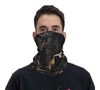 GTTDFASJ Bandanas Multifonctionnels classique noir et or en marbre couvre-cou imprimé foulard pour le visage couvre-chef multi-usages randonnée pêche unisexe adulte hiver