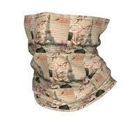GTTDFASJ Bandanas Multifonctionnels Dark Academia Bandana Tour Eiffel Motif Botanique Français Rose Blanche Paris Cache-Cou Masque Écharpe Chaud Couvre-Chef Course