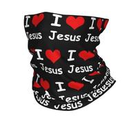 GTTDFASJ Bandanas Multifonctionnels J'Aime Jésus Cou Guêtre Hommes Femmes coupe-Vent Hiver Foi Chrétienne Juda Bandana Foulard pour le Ski de