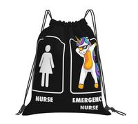 GTTDFASJ Dabbing Unicorn Urgent Nurse ER Medical Profession Health Care Medicine Backpacks Drawstring Bags Book Travel