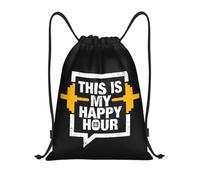 GTTDFASJ Sac à cordon personnalisé avec citation de motivation « This Is My Happy Hour » pour entraînement, yoga, musculation, sport, salle de sport