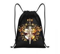GTTDFASJ Sac à dos à cordon avec symbole de croix et de bouclier des Templiers, sac de sport, sac de sport, emblème d'épée médiévale, sac de courses d'ordre secret