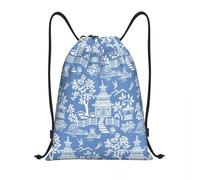 GTTDFASJ Sac à dos à cordon de serrage en saule bleu de Delft ancien, léger, pour femme et homme, idéal pour la gym ou le sport, idéal pour les voyages