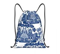 GTTDFASJ Sac à dos à cordon en porcelaine bleu saule chinoiserie pour femmes et hommes, sac de sport léger pour le yoga