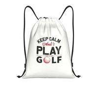 GTTDFASJ Sac à dos personnalisé avec cordon de serrage « Keep Calm And Play Golf » pour entraînement, yoga, golf, sport, gym, pour femmes et hommes