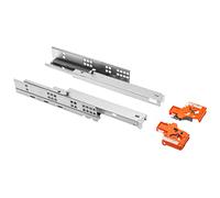 GTV 0FPO Lot de 2 glissières de tiroir à extension complète 450 mm Galvanisé Système de rail Push-to-Open Guide de montage réduit la capacité de charge jusqu'à 25 kg