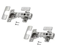 GTV - 2 x Charnière hydraulique ECHC chevauchable - Charnière avec amortissement - Butée d'angle - Plaque de montage H=0 avec vis euro - Fermeture silencieuse - Charnière de meuble Charnière pot